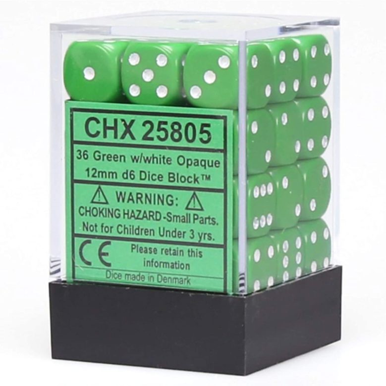 Boite de 36d6 Opaque Green w/white