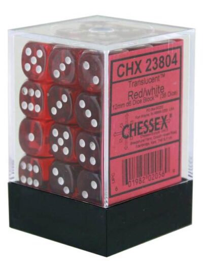 Boite de 36d6 Translucent Red w/white