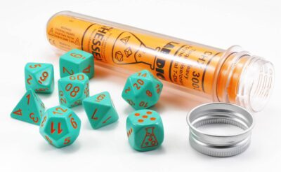 Dés en boite Lab Heavy Turquoise w/orange