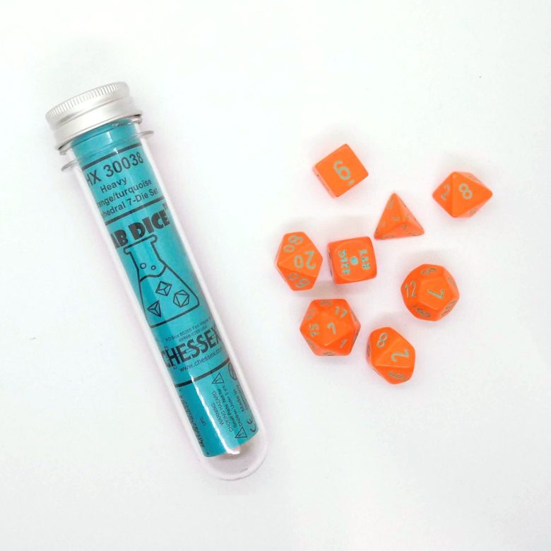Dés en boite Lab Heavy Orange w/turquoise