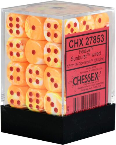 Boite de 36d6 Festive Sunburst w/red