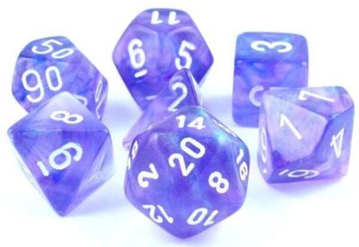Dés en boite Borealis Purple w/white