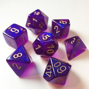 Dés en boite Borealis Royal Purple w/gold