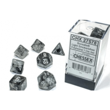 Dés en boite Borealis Light Smoke w/silver