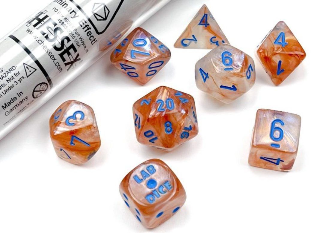 Dés en boite Borealis Rose Gold w/light blue