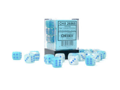 Boite de 36d6 Gemini Pearl Turquoise-White  w/blue